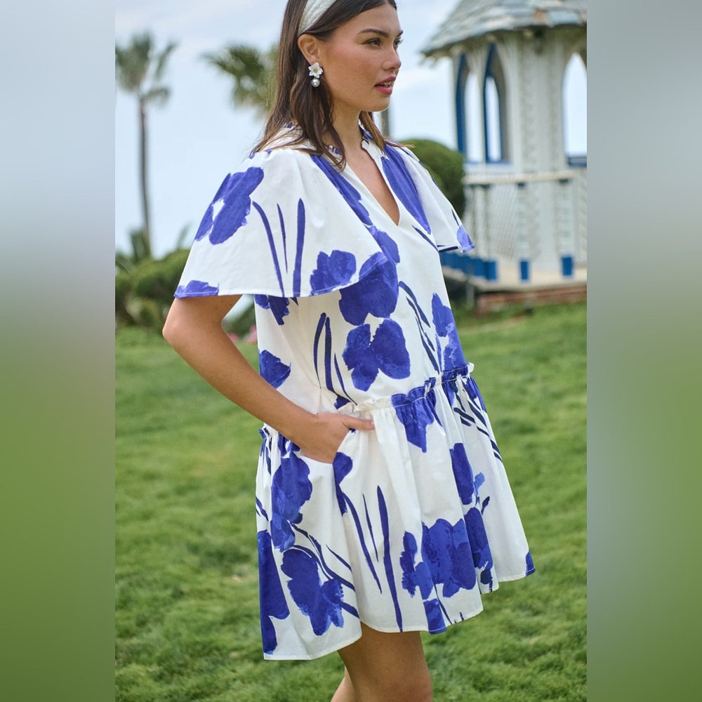SUGARLIPS Neli blue floral dress.